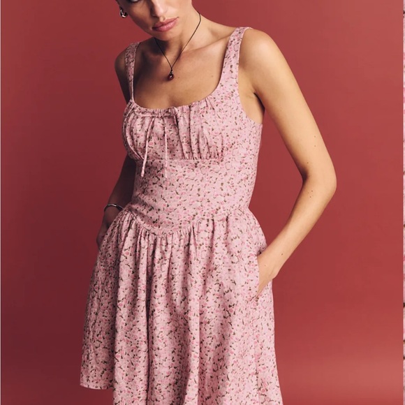 Reformation Daria Linen Dress Rosin - Picture 2 of 8